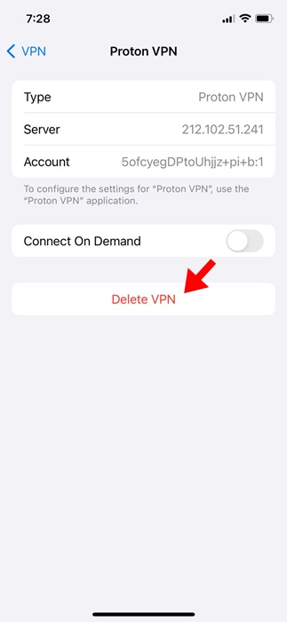 Удалить VPN