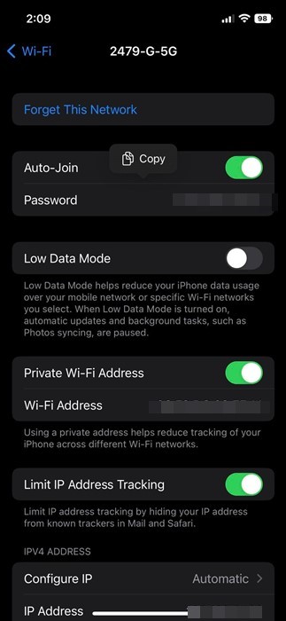 Посмотреть пароль подключенного Wi-Fi на iPhone