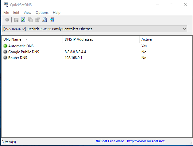 Инструмент QuickSetDns