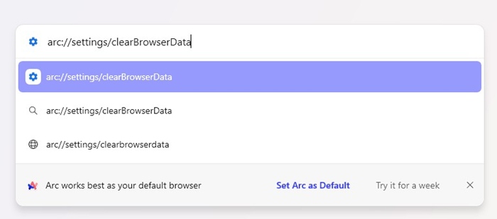 дуга://настройки/clearBrowserData